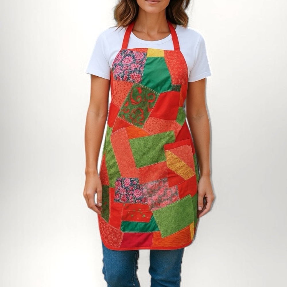Handmade Patchwork Bib Apron - Picture 2 of 11